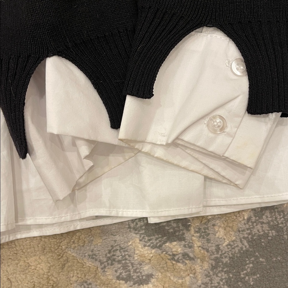 ANTHROPOLOGIE Women's TwoFer cutout layered black and white sweater M - Picture 13 of 13